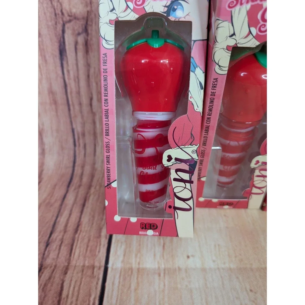 3 PK Ioni Dolly's Adventure Strawberry Swirl Gloss Red Lip Gloss Vegan